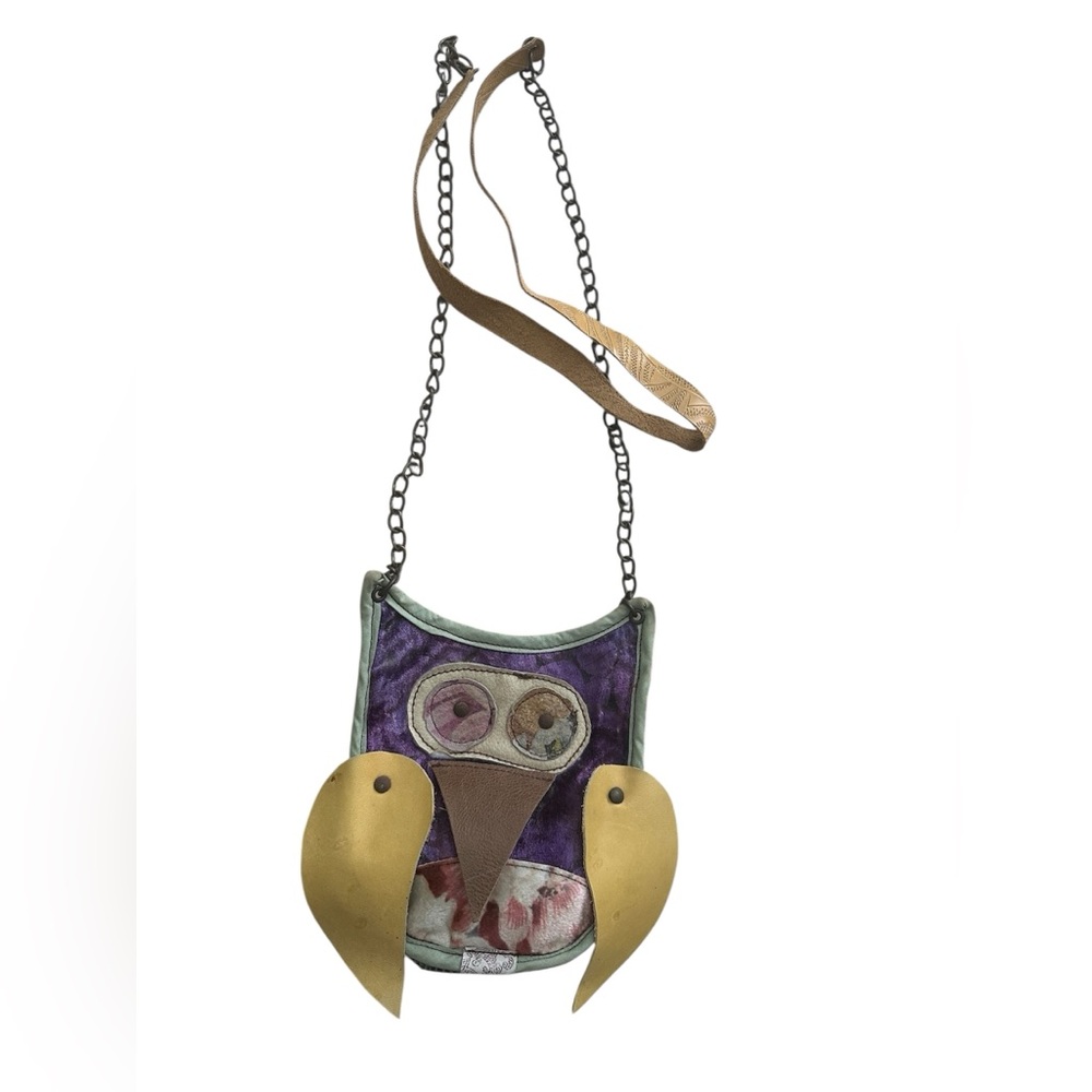 Unique Purple and Gold Owl Shoulder Bag